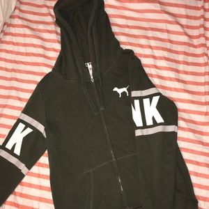 PINK Olive Green Zip Up Hoodie 💚